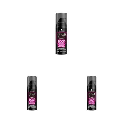 Schwarzkopf, root retouch, spray ritocco ricrescita immediato, tinta per copertura istantanea dei capelli bianchi, 40 applicazioni, nero (confezione da 3)