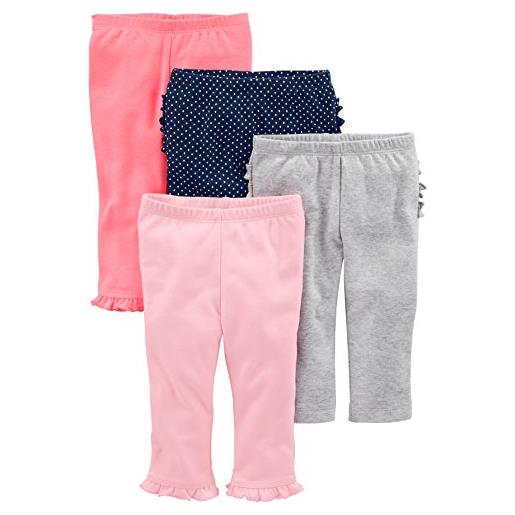 Simple Joys by Carter's 4-pack pant pantaloni, blu marino pois/grigio/rosa/rosa corallo, prematuro (pacco da 4) bimba