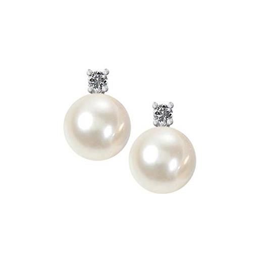 Bluespirit orecchini da donna, collezione grace, in argento 925 rodiato, perle coltivate, zirconi - p. 2501e50000171