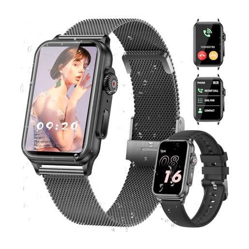 DXHBC smartwatch donna DXHBC con bluetooth per chiamare, orologio fitness per uomo e donna, monitoraggio spo2/sonno, frequenza cardiaca 24h, 130+ sport, impermeabile ip68(nero)