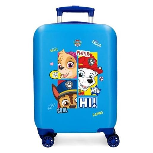 La Patrulla Canina paw patrol be happy valigia da cabina blu 33 x 50 x 20 cm rigida abs chiusura a combinazione laterale 28,4 l 2 kg 4 ruote doppie bagaglio a mano, blu, valigia cabina