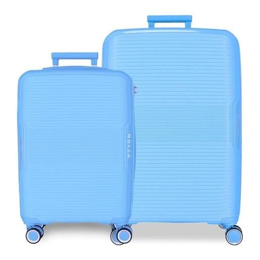 Movom inari - set di valigie blu 55/68 cm, rigida polipropilene, chiusura tsa 113l 6,54 kg, 4 ruote doppie bagaglio a mano, blu, set di valigie