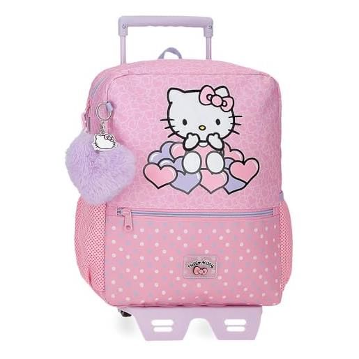 Hello Kitty hearts & dots zaino scuola con carrello rosa 25 x 32 x 12 cm poliestere 9,8 l, rosa, zaino scuola con carrello