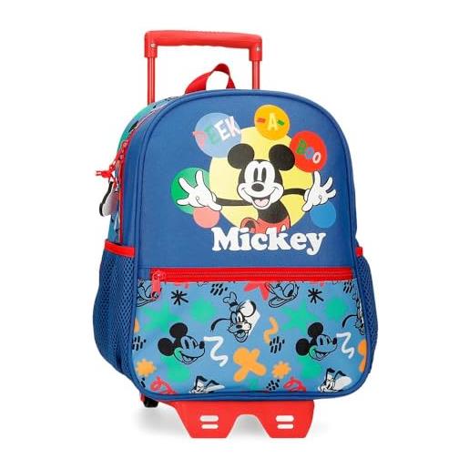 Disney joumma Disney mickey peek a boo zaino scuola con carrello blu 27 x 33 x 11 cm poliestere 9,8 l, blu, zaino scuola con carrello