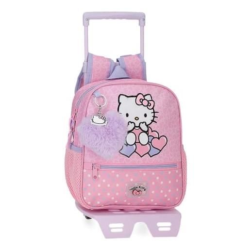 Hello Kitty hearts & dots zaino scuola con carrello rosa 23 x 25 x 10 cm poliestere 5,75 l, rosa, zaino scuola con carrello