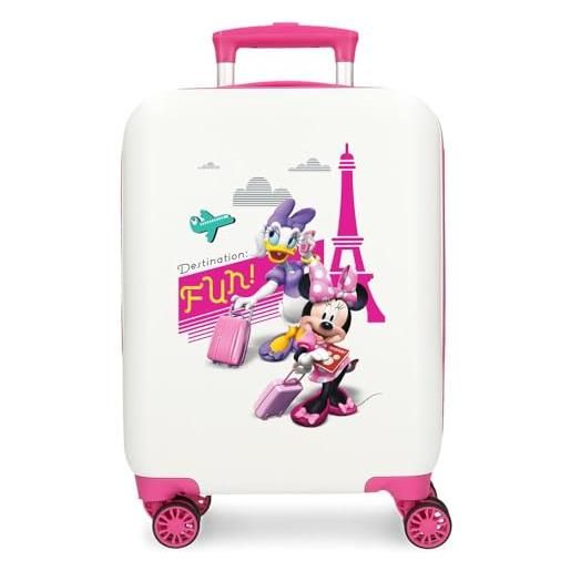Disney joumma Disney minnie & daisy paris valigia da cabina bianca 33 x 50 x 20 cm rigida abs chiusura a combinazione laterale 28,4 l 2 kg 4 ruote doppie bagaglio a mano, bianco, valigia cabina