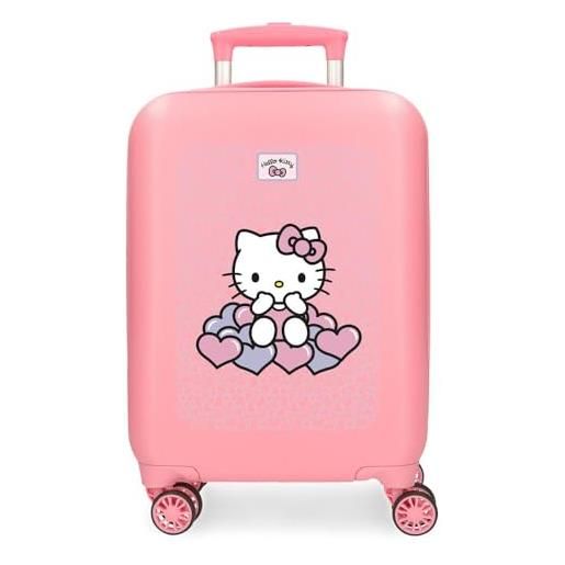 Hello Kitty hearts & dots valigia da cabina rosa 33 x 50 x 20 cm rigida abs chiusura a combinazione laterale 28,4 l 2 kg 4 ruote doppie bagaglio a mano, rosa, valigia cabina