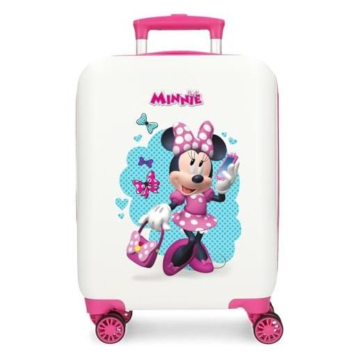 Disney joumma Disney minnie good mood valigia da cabina bianca 33 x 50 x 20 cm rigida abs chiusura a combinazione laterale 28,4 l 2 kg 4 ruote doppie bagaglio a mano, bianco, valigia cabina