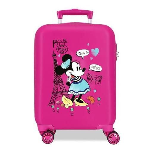 Disney joumma Disney minnie around the world valigia da cabina rosa 33 x 50 x 20 cm rigida abs chiusura a combinazione laterale 28,4 l 2 kg 4 ruote doppie bagaglio a mano, rosa, valigia cabina