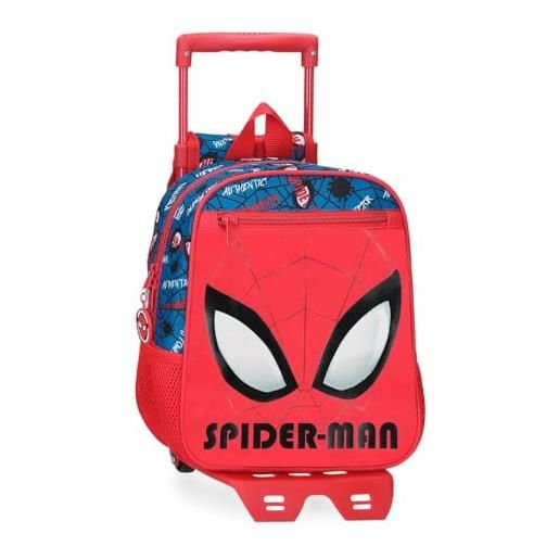 Marvel joumma Marvel spiderman authentic zaino prescolare con carrello rosso 23 x 28 x 10 cm poliestere 6,44 l, rosso, zaino prescolare con carrello