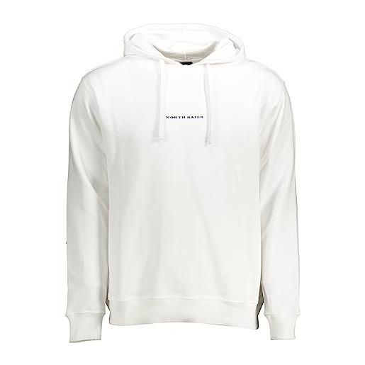 North sails hoodie sweatshirt w/graphic felpa con cappuccio, white, large uomo