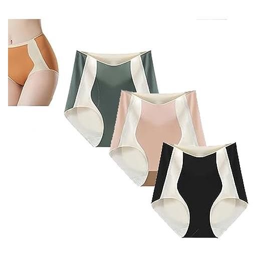 LYAART mutandine con pannello colorato per il sollevamento dell'anca, slip modellanti senza cuciture in seta di ghiaccio (l, c+3 pieces)
