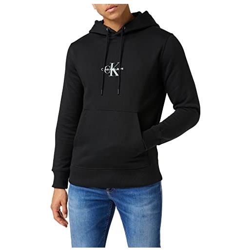 Calvin Klein Jeans monogram logo hoodie j30j320836 felpe, nero (ck black), xl uomo