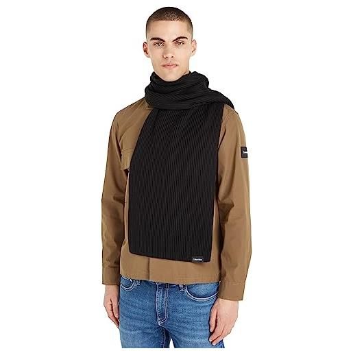 Calvin Klein classic cotton rib knit scarf k50k510996 sciarpa in maglia, nero (ck black), os uomo