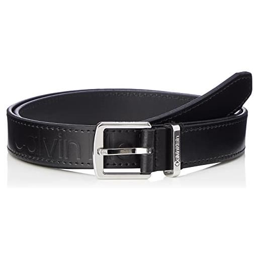 Calvin Klein Jeans calvin klein cintura donna ck must metal loop belt emb 2.5 cm cintura in pelle, nero (ck black), 80 cm