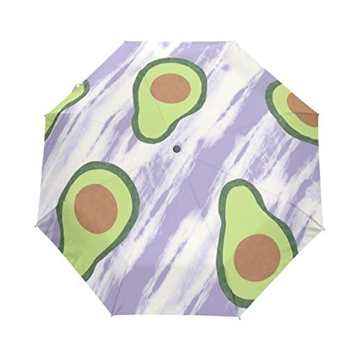 GAIREG ombrello da viaggio viola con frutta di avocado antivento automatico aperto chiuso pieghevole pieghevole ombrello compatto per la pioggia