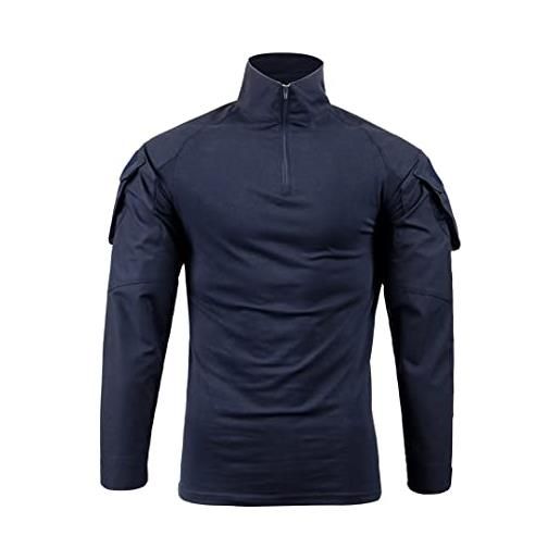 HEYDHSDC camicia mimetica militare da uomo in cotone manica lunga camo camicia digitale deserto uniforme camicie blu navy m
