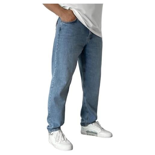 Osheoiso jeans slim fit da uomo pantaloni elastico casual in denim elasticizzato pantaloni dritti jeans basic tinta unita pantaloni da lavoro primavera e autunno b azzurro xl