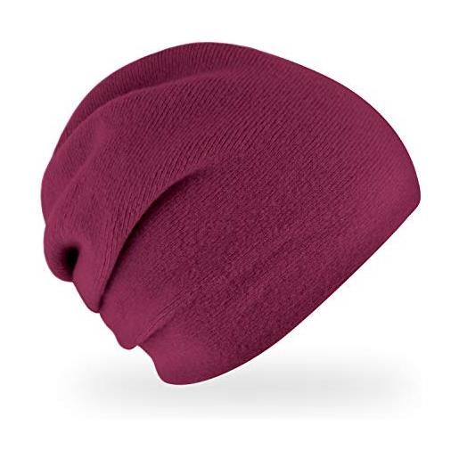 fiebig fgut haley - berretto lavorato a maglia, in lana con arricciatura, qualità made in europe cassis taglia unica