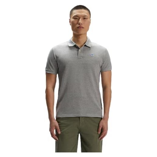 North sails s/s polo w/logo, grey melange, x-large uomo