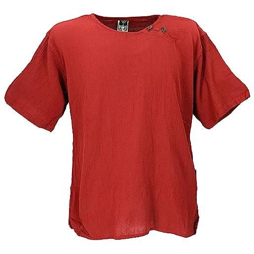 GURU SHOP guru-shop, camicia casual, camicia yoga, camicia a maniche corte, camicia goa, rosso ruggine, cotone, dimensione indumenti: xxl, camicie