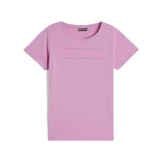 FREDDY - t-shirt donna in jersey leggero con logo effetto paisley, donna, lilla, extra small