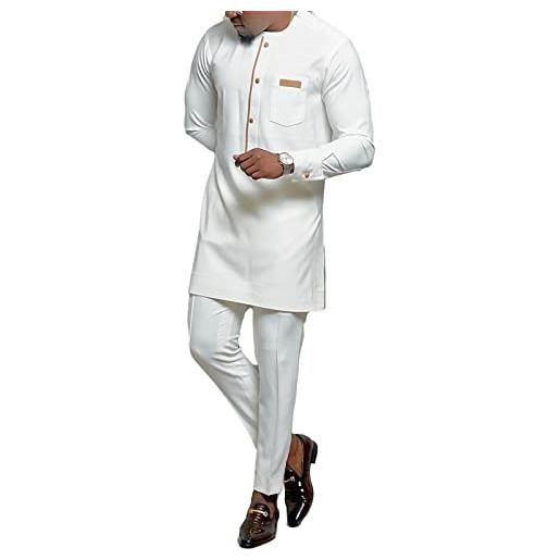 Generic set da uomo africano 2 pezzi tradizionale camicia e pantaloni set abito medio oriente manica lunga, 5, s