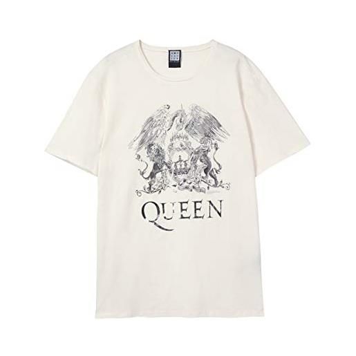 Amplified queen foil crest - maglietta unisex in tinta unita, colore: bianco, queen foil crest, vin. Bianco. , xl