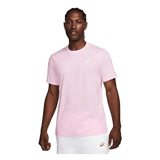 Nike sportswear club maglietta a maniche corte, schiuma rosa/bianco, xxl uomo