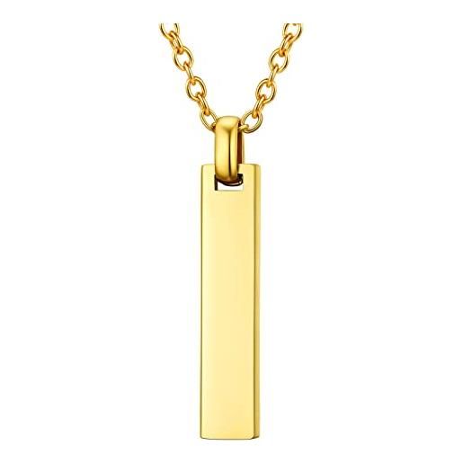 PROSTEEL collana da uomo oro collana rettangolare donna, collana unisex collane donna in acciao inossidabile confeizone regalo