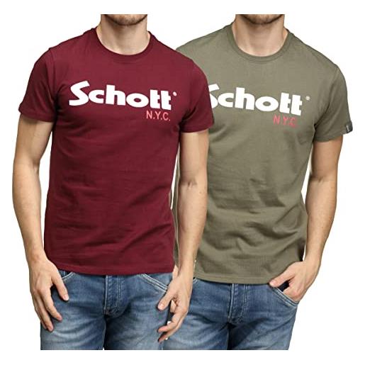 Schott nyc ts01mclogo, t-shirt uomo, multicolore (kaki/bordeaux), 3xl