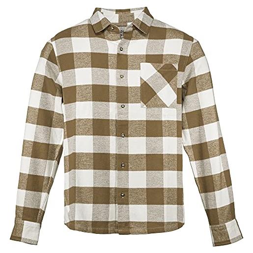 Dolomite camisa ms flanell check camicia formale, latte beige/oak brown, xl uomo