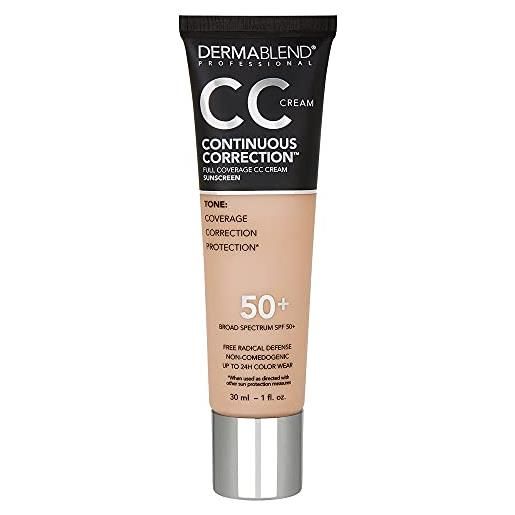 Dermablend continuous correction cc cream - broad spectrum spf 50+ full coverage foundation. Makeup and color corrector with up to 24-hour color wear. Non-comedogenic - shade: 30n, 1 fl. Oz. 