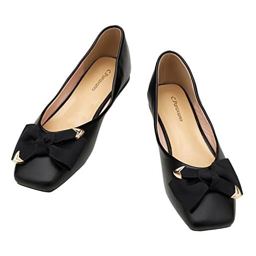 C.Paravano ballerine donna | scarpe vernice | ballerine punta | ballerine pelle | scarpe donna ballerine | scarpe donna punta basse | scarpe punta chiusa | ballerine cravatta a farfalla (41, nero)