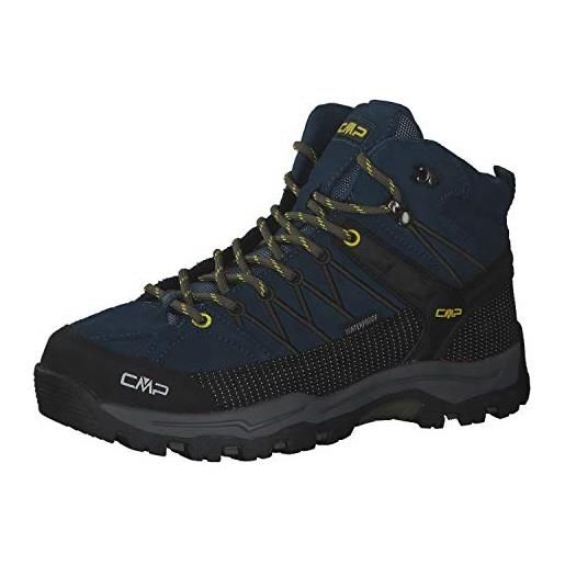 CMP kids rigel mid trekking shoes wp, scarpe da trekking unisex - bambini e ragazzi, blue ink-yellow, 38 eu
