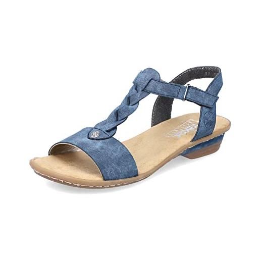 Rieker donna sandali 63450, signora sandali, scarpa estiva, sandalo estivo, comodo, piatto, blu (blau / 14), 42 eu / 8 uk
