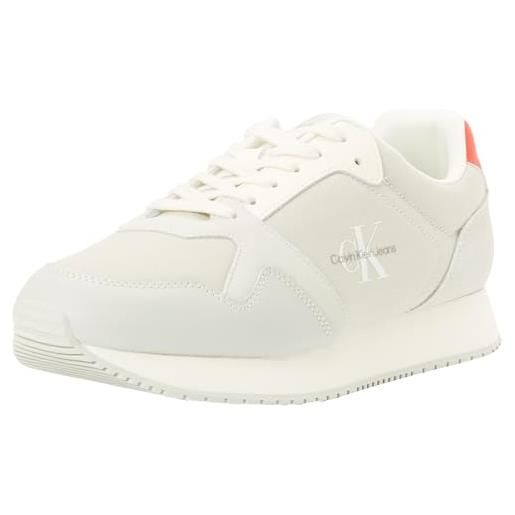 Calvin Klein Jeans sneakers da runner uomo scarpe sportive, bianco (creamy white/ oyster mushroom/fiery), 41