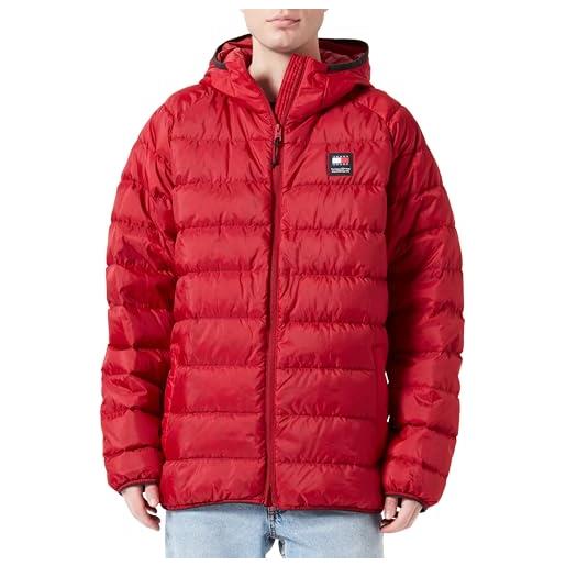 Tommy Hilfiger tommy jeans tjm hooded lt down jacket ext dm0dm17882 giacche imbottite, rosso (magma red), l uomo