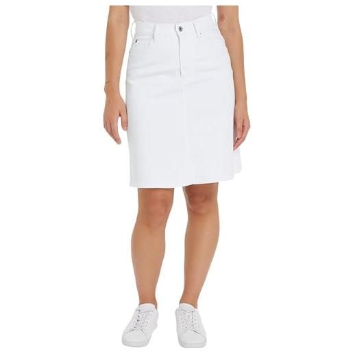 Tommy Hilfiger dnm a-line skirt hw ww0ww41341 gonne di jeans, bianco (th optic white), 42 donna