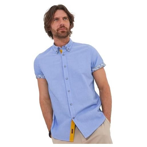 Joe Browns camicia oxford a maniche corte con doppio colletto, blu, m uomo