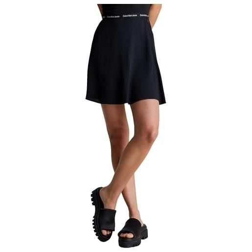 Calvin Klein Jeans gonna donna logo elastic skirt minigonna, nero (ck black), s