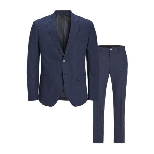 JACK & JONES jprriviera linen suit sn pls abito, blu chambray/fit: slim fit, 64 große größen uomo