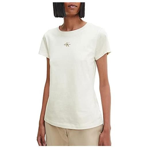 Calvin klein jeans - t-shirt donna sfiancata con micro logo - taglia s