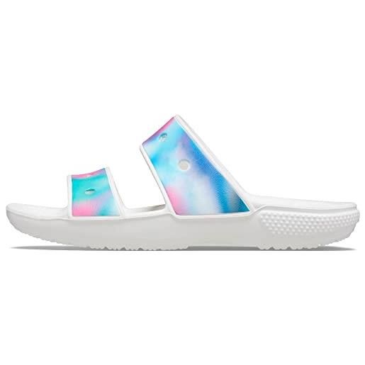 Crocs zoccolo sandalo solarizzato classico unisex, colore: bianco e multicolore, 41/42 eu