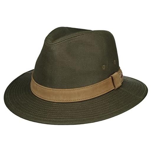 Stetson cappello di tessuto dalito traveller uomo - outdoor da sole con fascia in pelle primavera/estate - s (54-55 cm) oliva