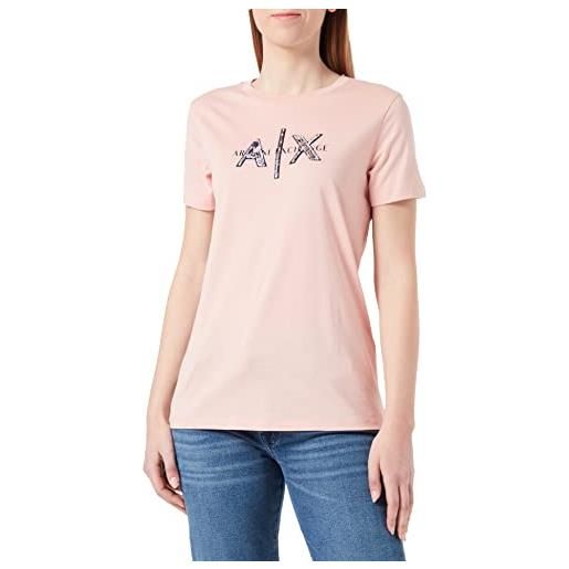 ARMANI EXCHANGE vestibilità regolare, logo con paillettes, t-shirt donna, rosa (lady), l