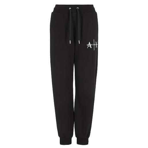 Armani Exchange pantaloni da jogging con logo french terry tuta, nero, xl donna