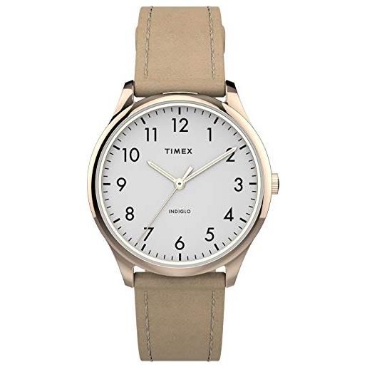 Timex easy reader 32mm orologio da donna con cinturino in pelle marrone chiaro tw2u39800