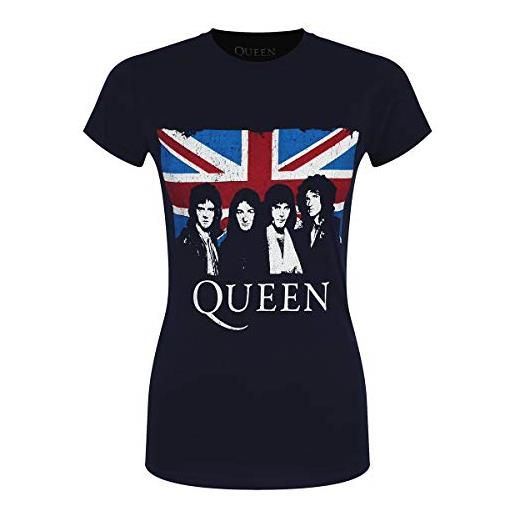 Queen t-shirt vintage union jack da donna in blu