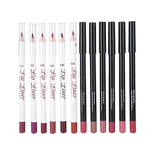 FILFEEL 12 colori/set matita per labbra, rossetto opaco impermeabile a lunga durata matita per labbra sexy trucco bellezza cosmetica